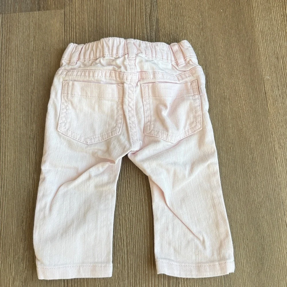 Jacadi baby girl pale pink denim jeans - size 6m